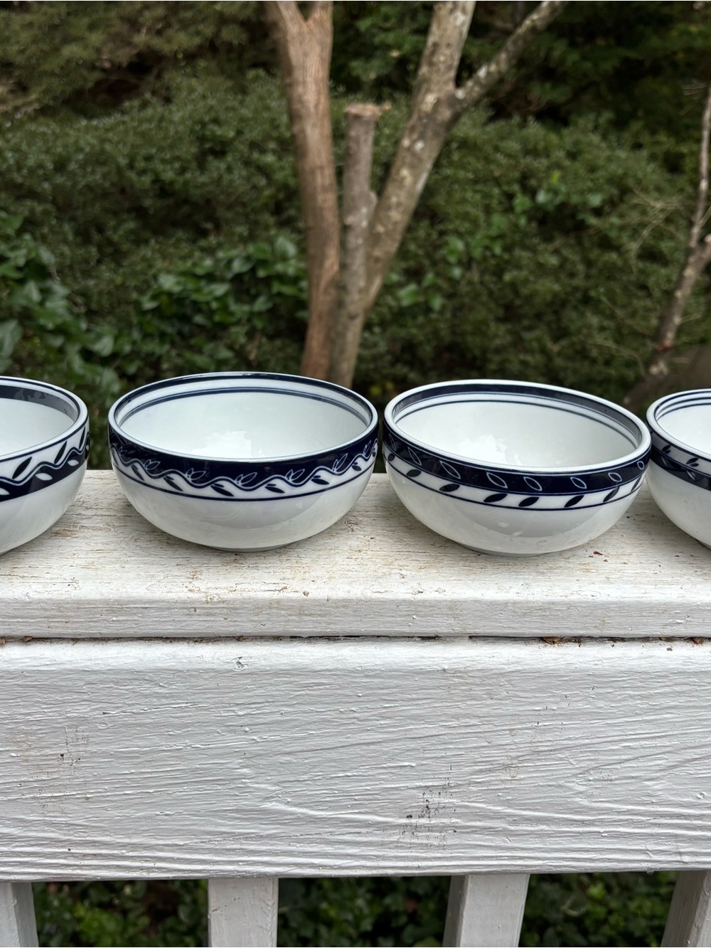 Dansk Concerto Collection Allegro Blue White Porcelain 5” Berry Bowl Set of 4